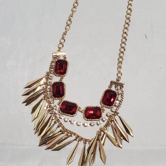 Bijou drive red gold rhinestone necklace - Picture 4 of 8
